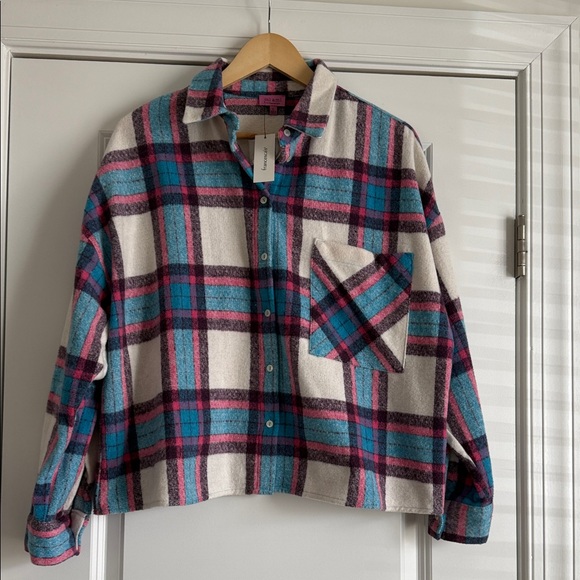 miami for francesa’s Tops - Miami for Francesca’s Plaid Button Down Shirt - Blue and Pink